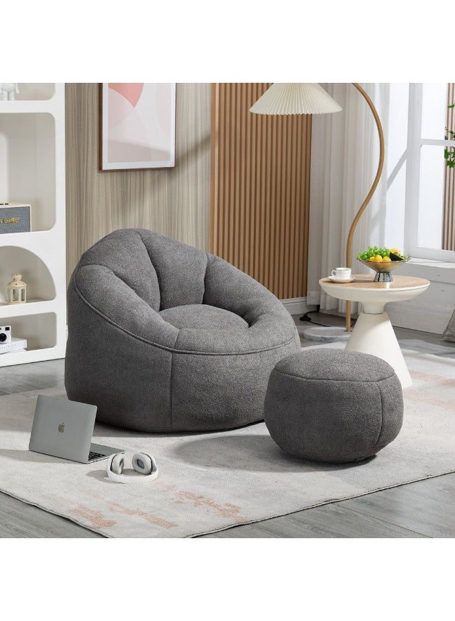 alharmayn beanbag & puff color gray - Image 1